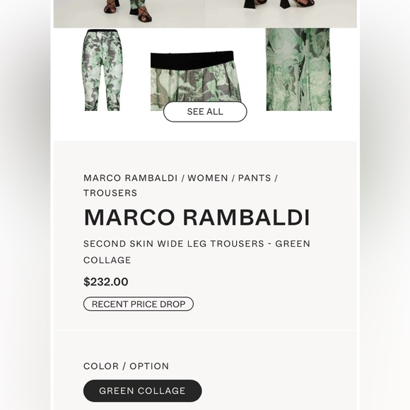 Marco Rambaldi Black & Green Second Skin Shirt in Green Collage top and pants - Picture 5 of 11